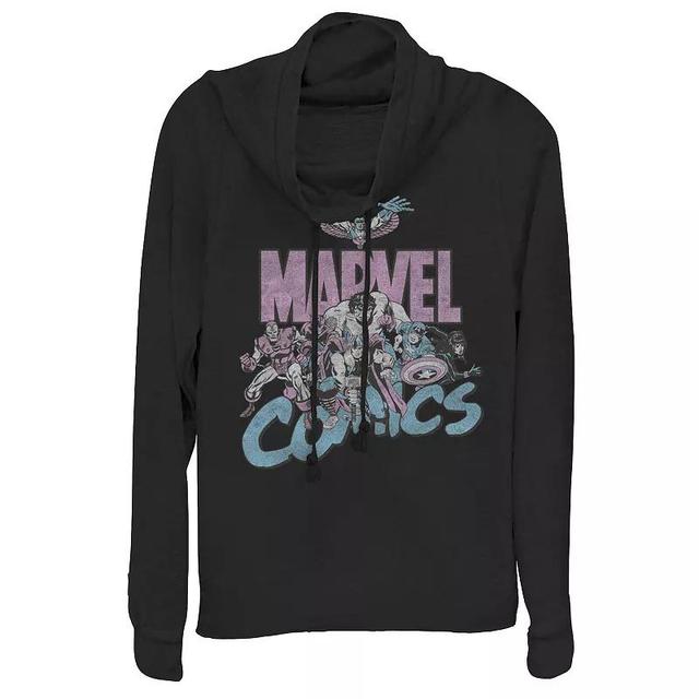 Juniors Marvel Pastel Group Cowlneck Graphic Lightweight Long Sleeve, Girls Product Image