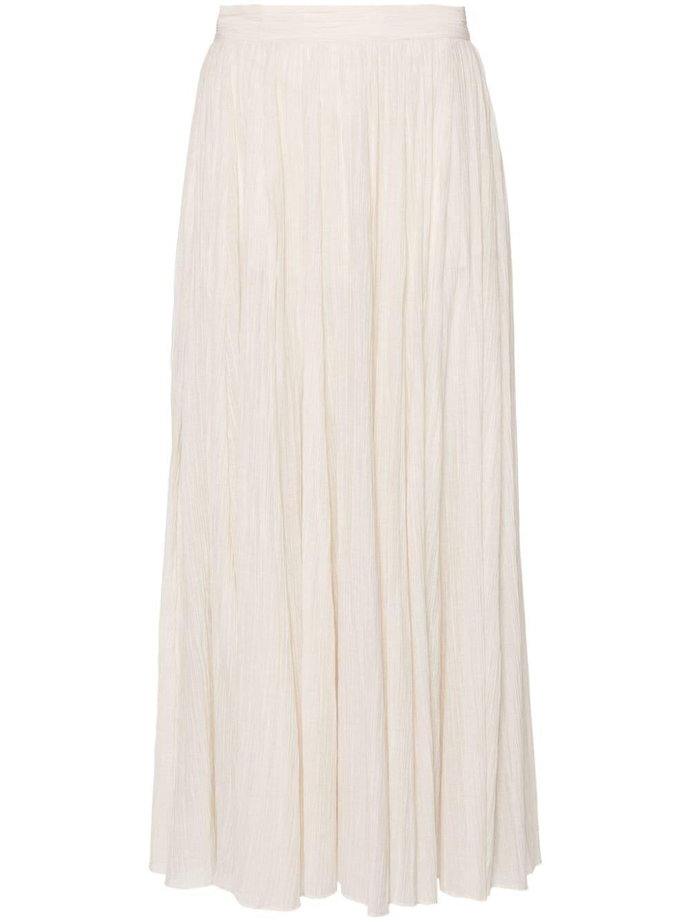 TOTÊME Toteme Semisheer Plissé Maxi Skirt In Open White Product Image