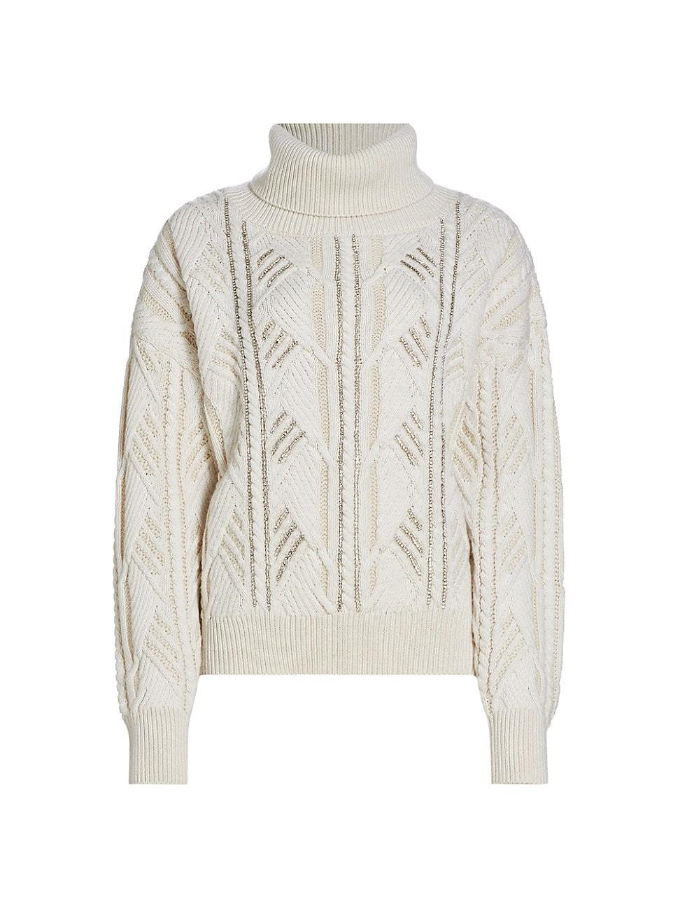 Womens Annabelle Crystal Cable-Knit Sweater product image