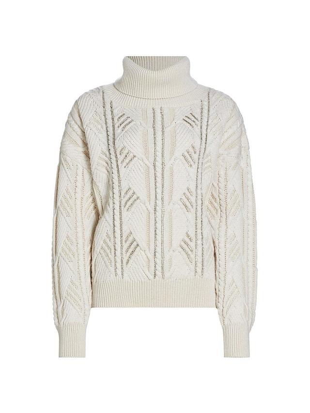 Womens Annabelle Crystal Cable-Knit Sweater Product Image