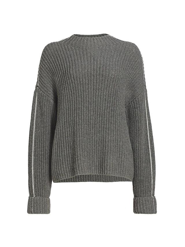 Womens Wool-Blend Shaker-Stitch Sweater Product Image