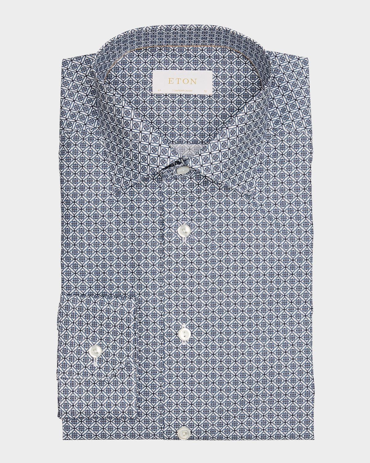 Mens Elevated Twill Medallion-Print Contemporary-Fit Dress Shirt Product Image