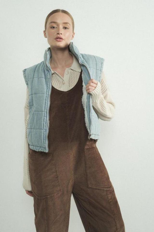 Denim Puffer Vest Product Image