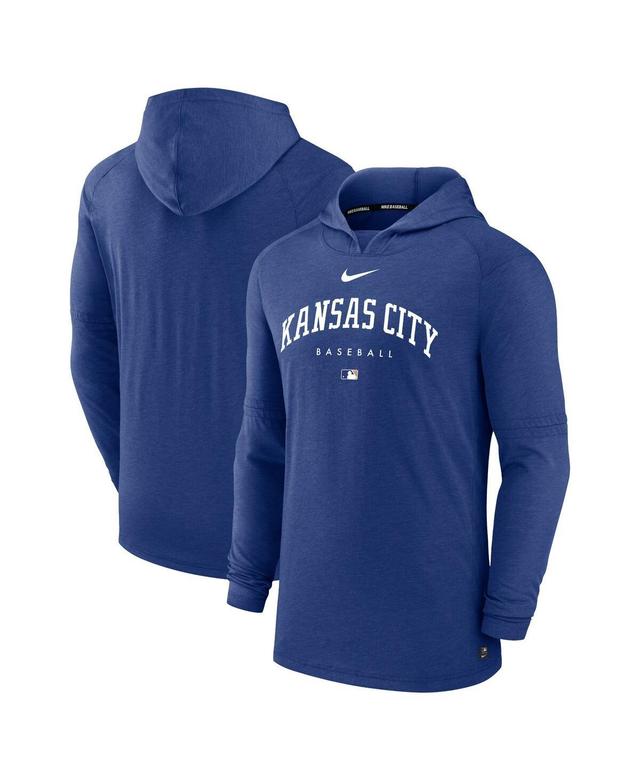 Mens Nike Heather Royal Kansas City Royals Authentic Collection Early Work Tri-Blend Performance Pullover Hoodie Product Image