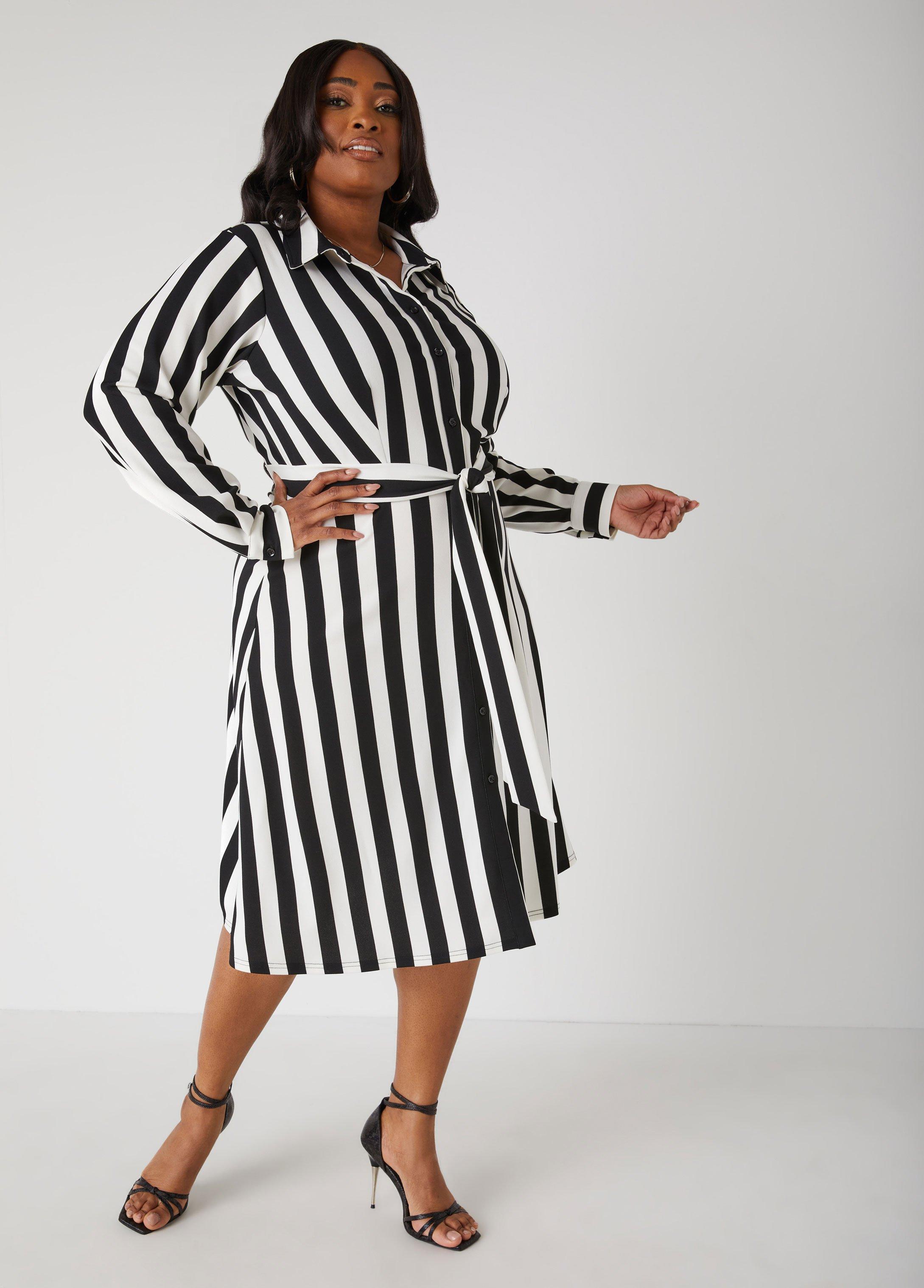 Striped A Line Shirtdress Product Image