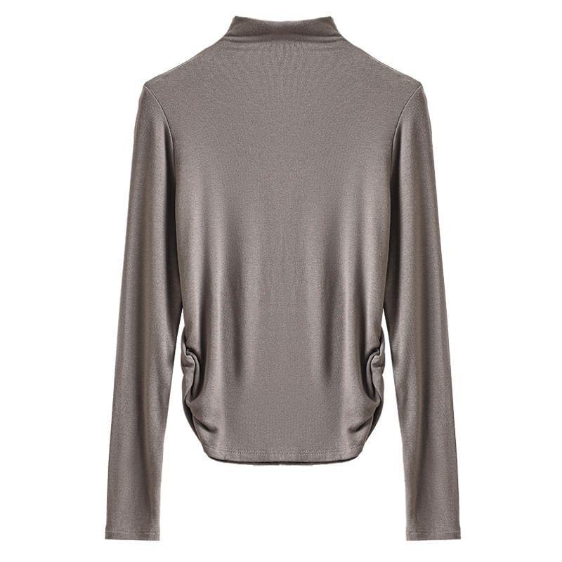 Long-Sleeve Mock Neck Plain Dancing Top Product Image