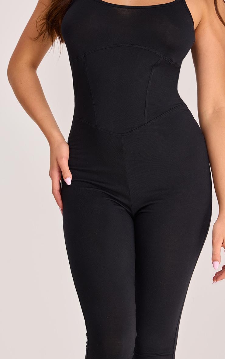 Black Jersey Seam Detail Strappy Jumpsuit Product Image