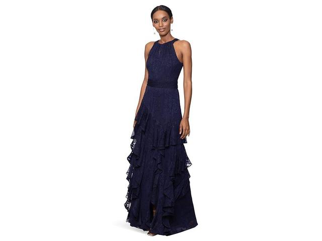 XSCAPE Long Chiffon Tiered Ruffle Dress Women's Dress Product Image