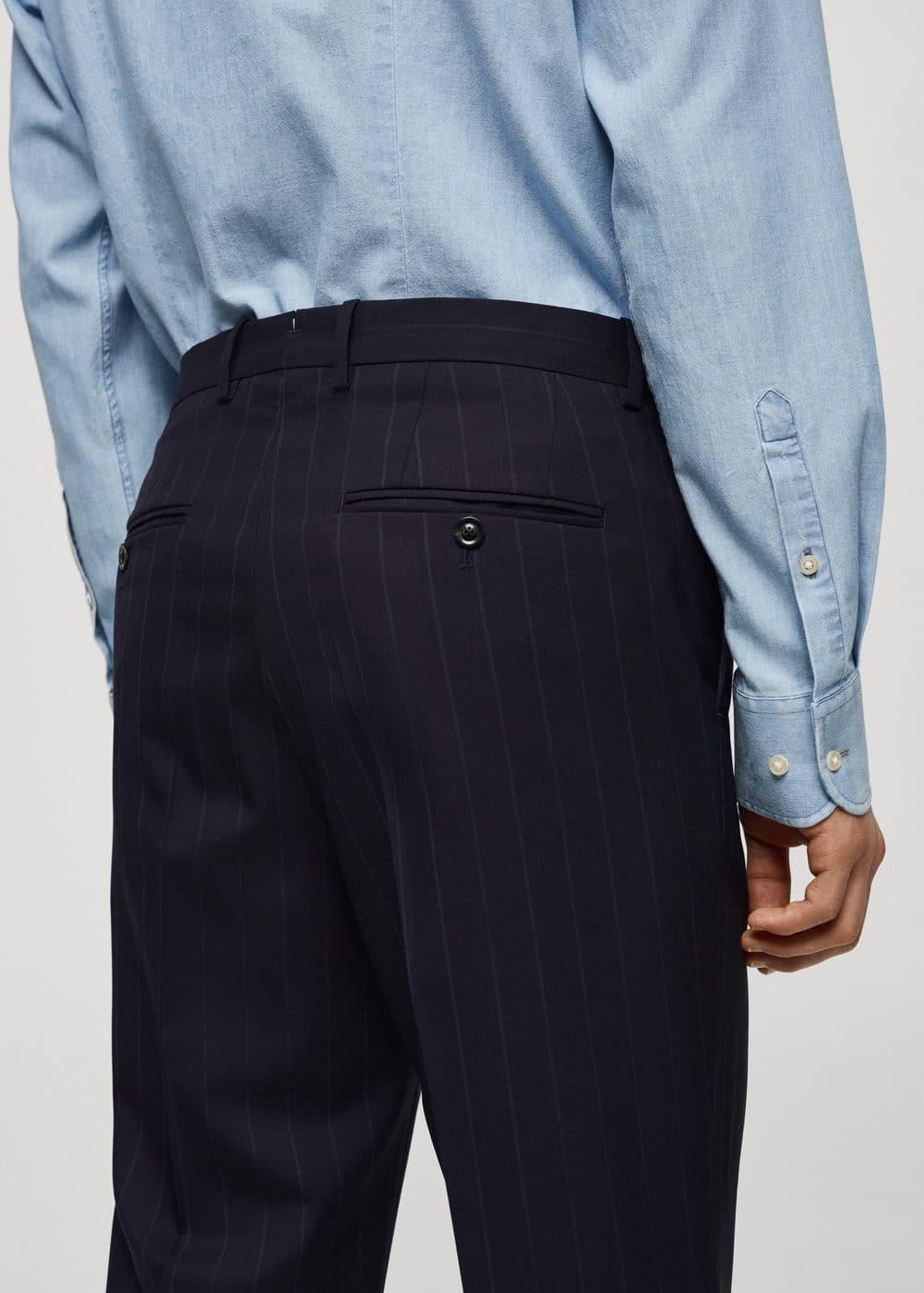 MANGO MAN - Pinstripe virgin wool suit trousers dark navyMen Product Image