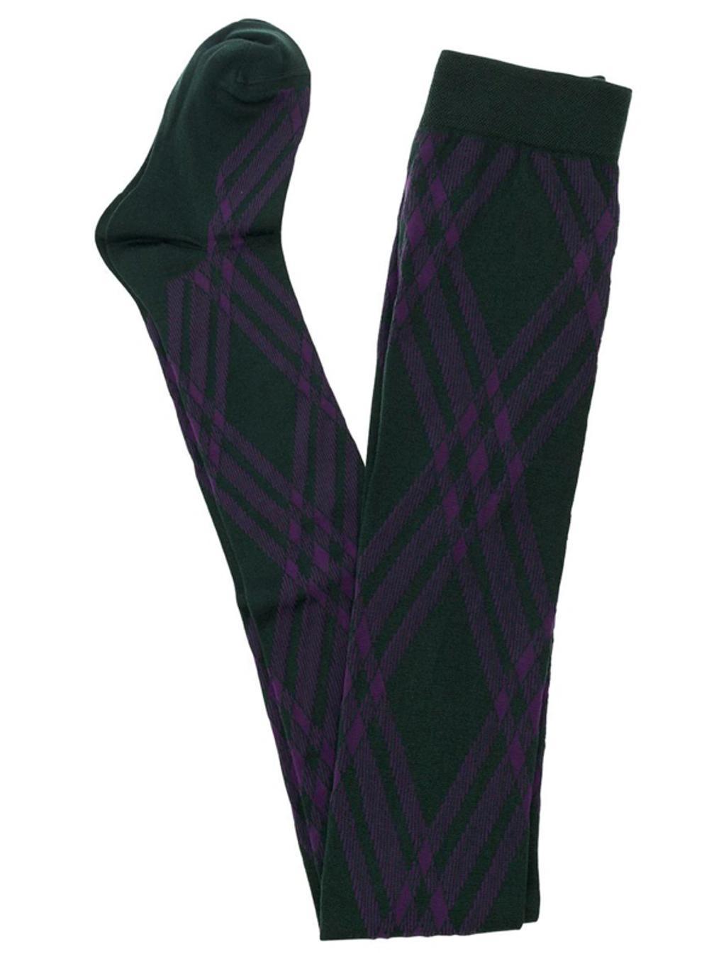 BURBERRY Check Stretch Wool Tights In Purple Product Image