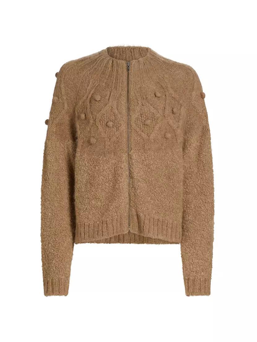 Alpaca-Blend Popcorn Zip Cardigan Product Image