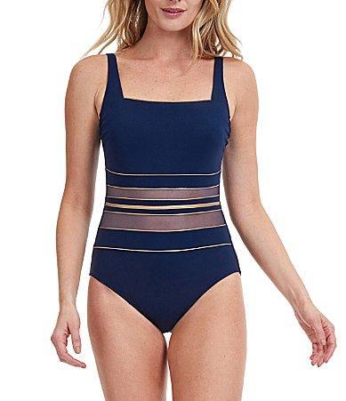 Womens Onyx Stripe One-Piece Swimsuit Product Image