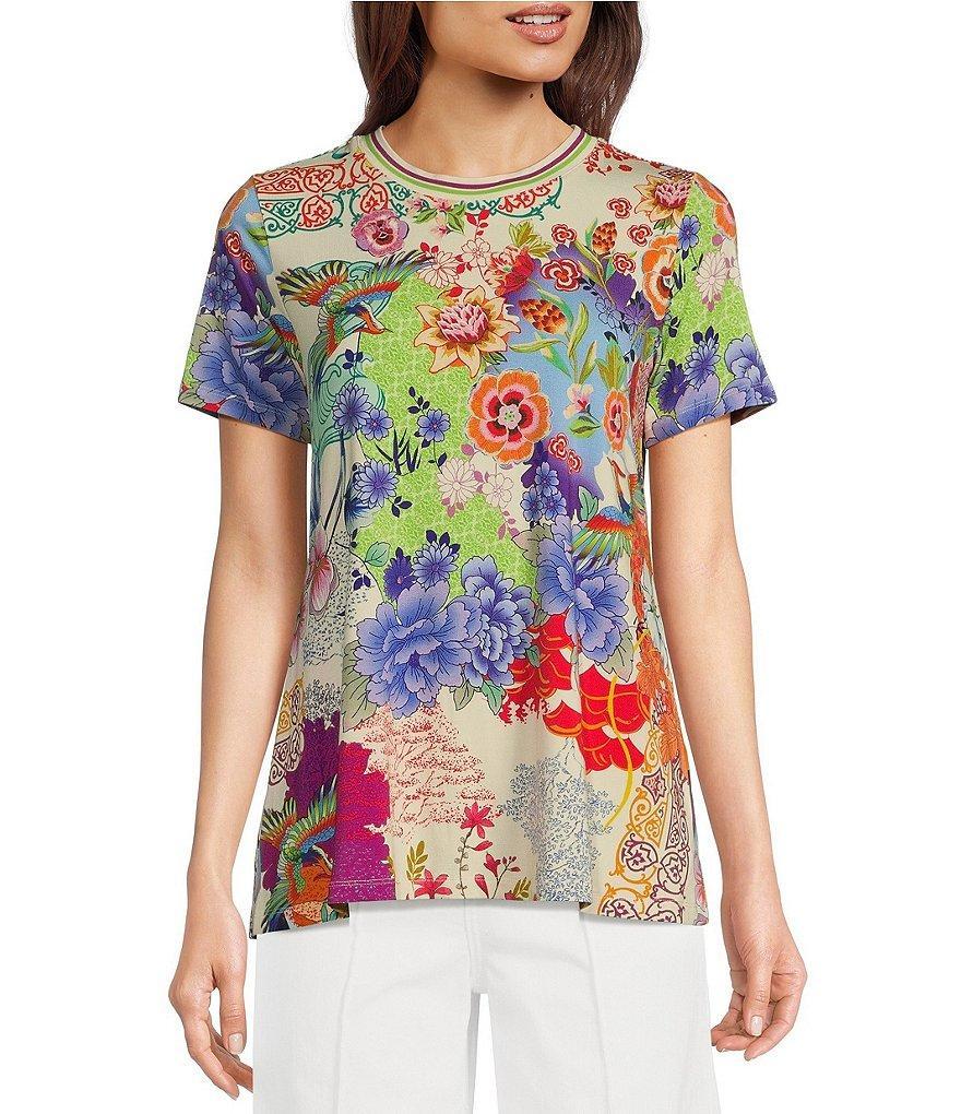 JOHNNY WAS Janie Favorite Patchwork Print Knit Jersey Crew Neck Short Sleeve Tee product image