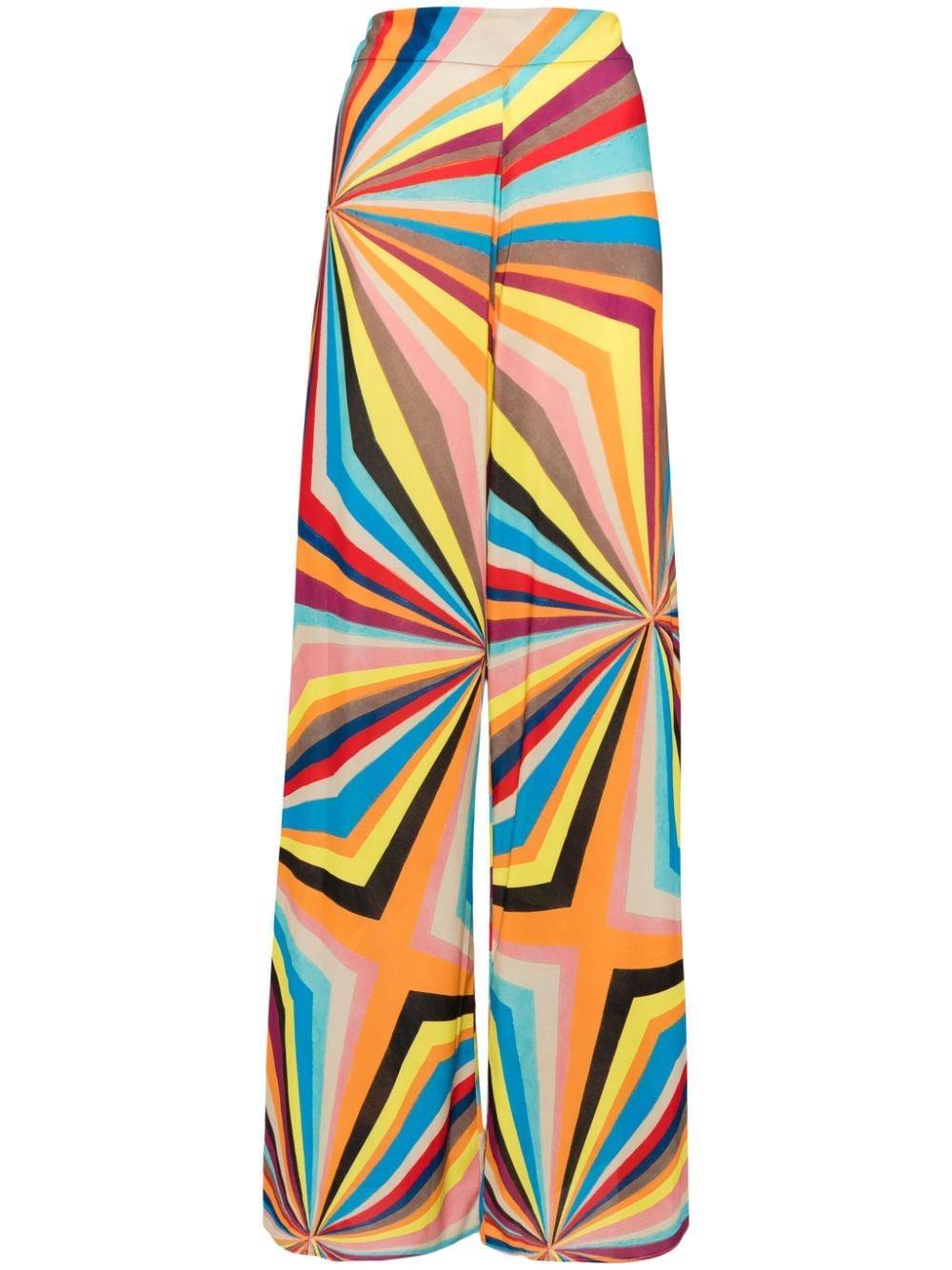 Alice + Olivia Athena Striped Wide-leg Trousers In Multicoloured Product Image