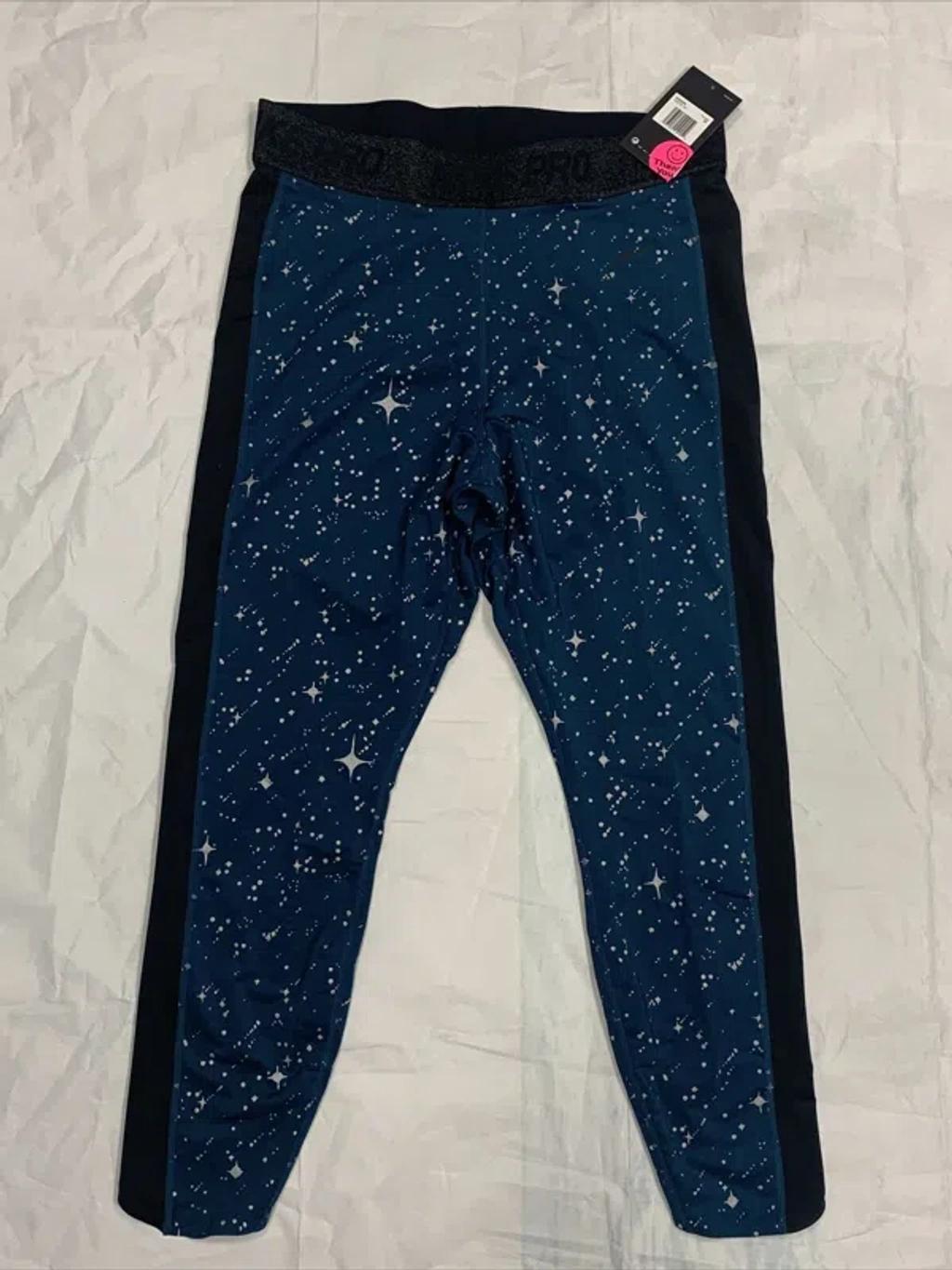 Dri-fit Cq0146-347 Womens Midnight Turquoise Polyester Leggings Size 1x R74 In Blue Product Image