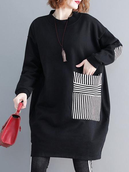 Casual Pocket Long Sweatshirt Short Dress Product Image