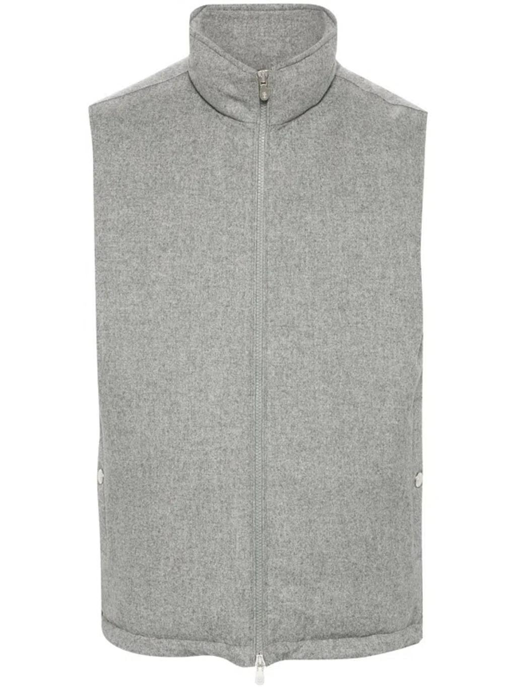 Light Grey Wool Down Vest Product Image