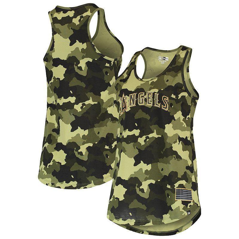 Womens New Era Los Angeles Angels 2022 MLB Armed Forces Day Camo Racerback Tank Top Product Image