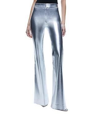 Alice and Olivia Mid Rise Faux Leather Wide Leg Pants Product Image