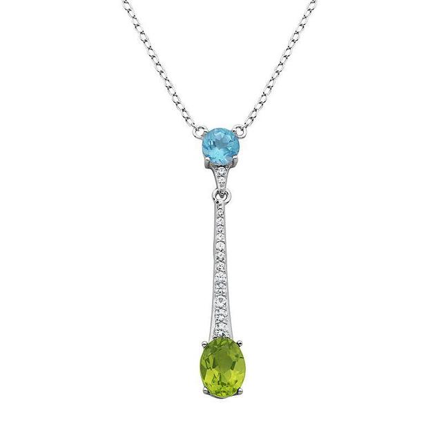 Gemstone Sterling Silver Linear Necklace, Womens Multicolor Product Image