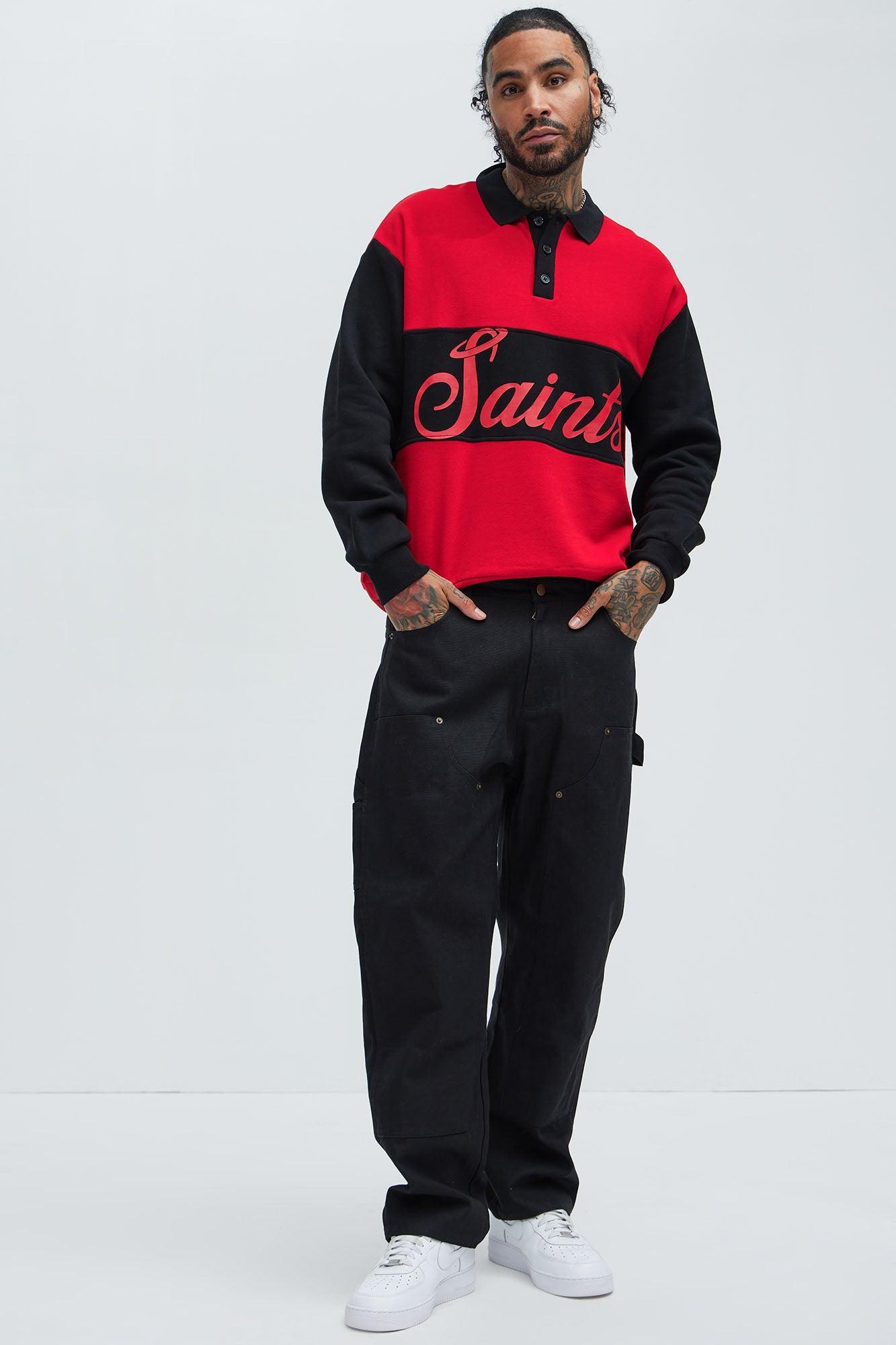 Tyson Saints Fleece Long Sleeve Polo - Red/combo Product Image