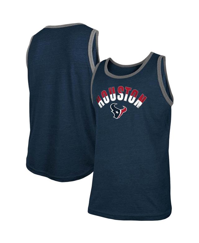 Mens New Era Heathered Navy Houston Texans Ringer Tri-Blend Tank Top Product Image