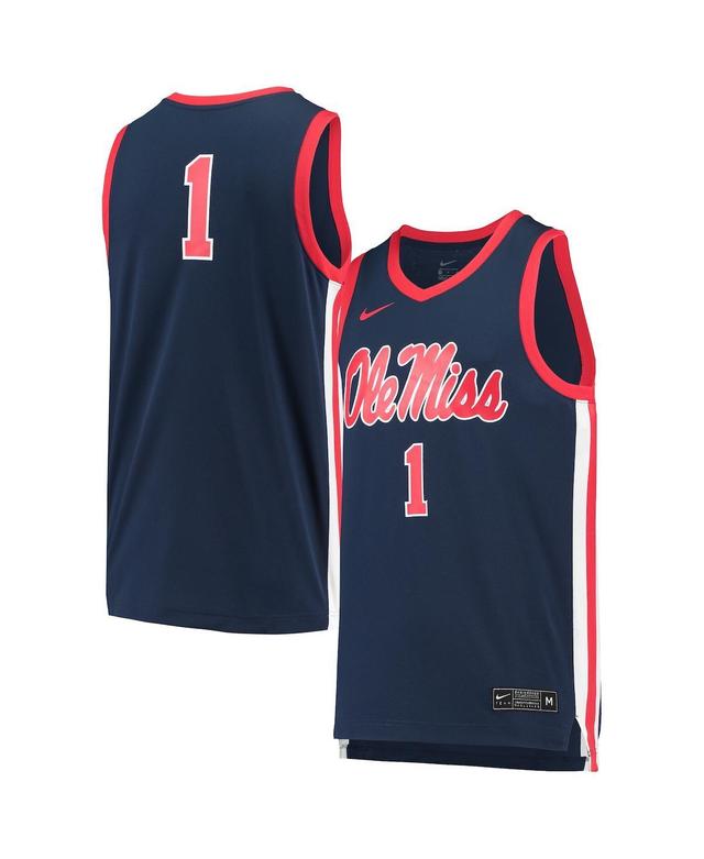 Mens Nike #1 Ole Miss Rebels Replica Basketball Jersey Blue Product Image