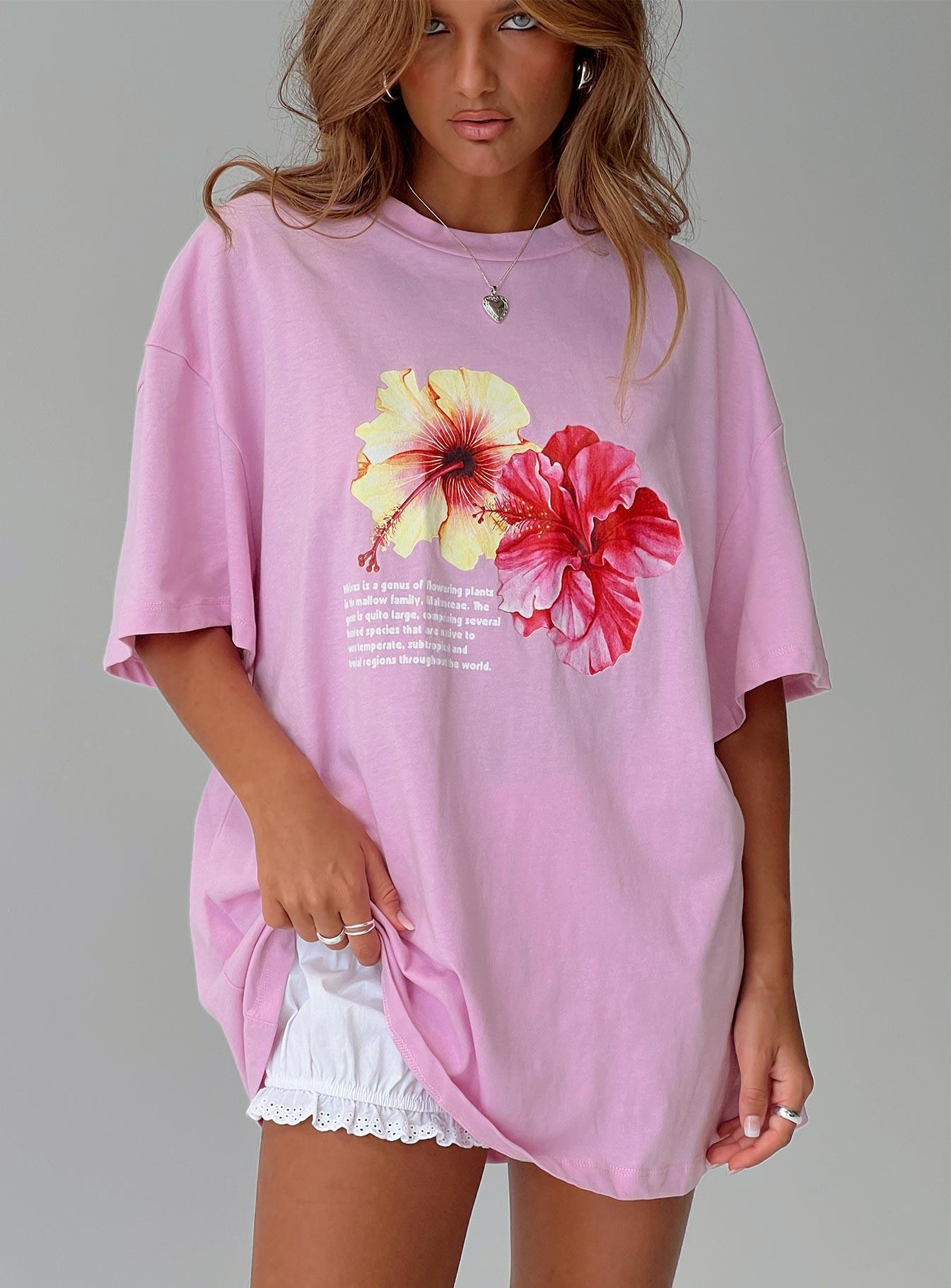 Hibiscus Haven Oversized Tee Pink Product Image