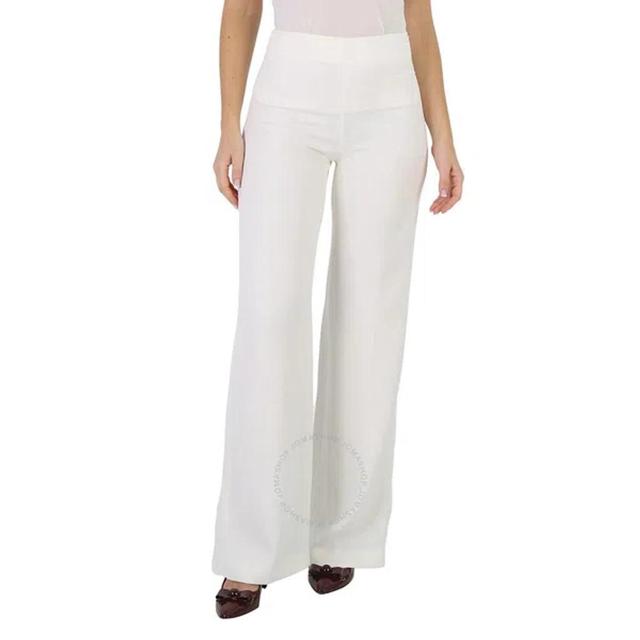 Ladies High-waisted Flared Trousers In Beige Product Image