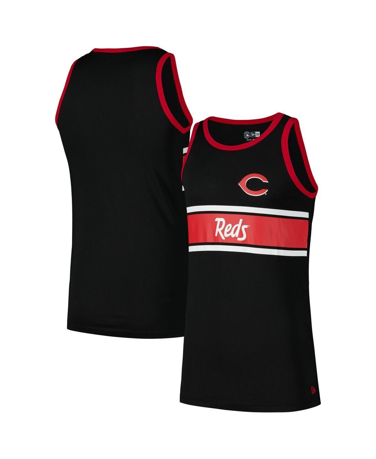 New Era Mens Black Cincinnati Reds Jersey Ringer Tank Top Product Image