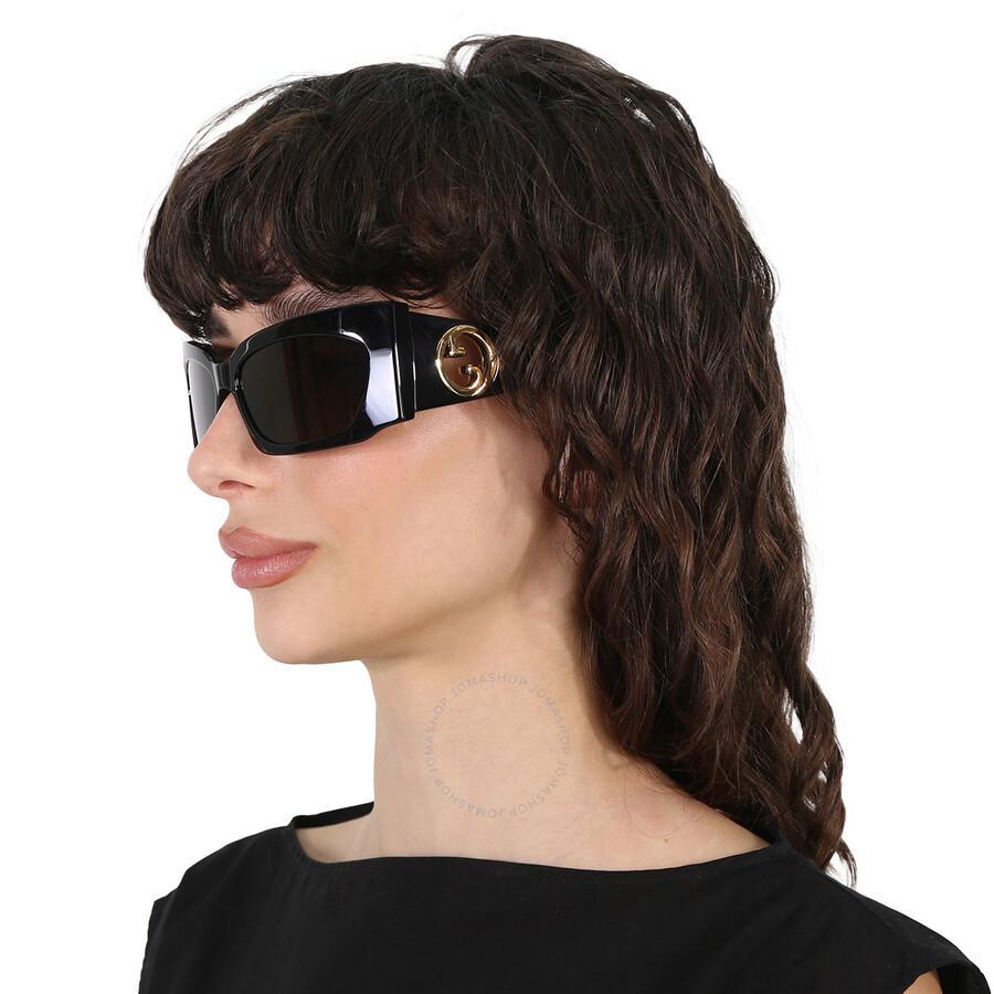 Grey Wrap Ladies Sunglasses Gg1412s 001 62 In Black / Grey Product Image