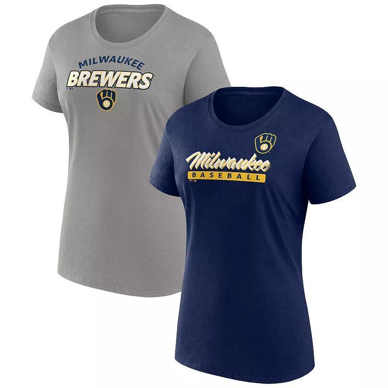 Womens Fanatics Branded Milwaukee Brewers Risk T-Shirt Combo Pack Blue Product Image