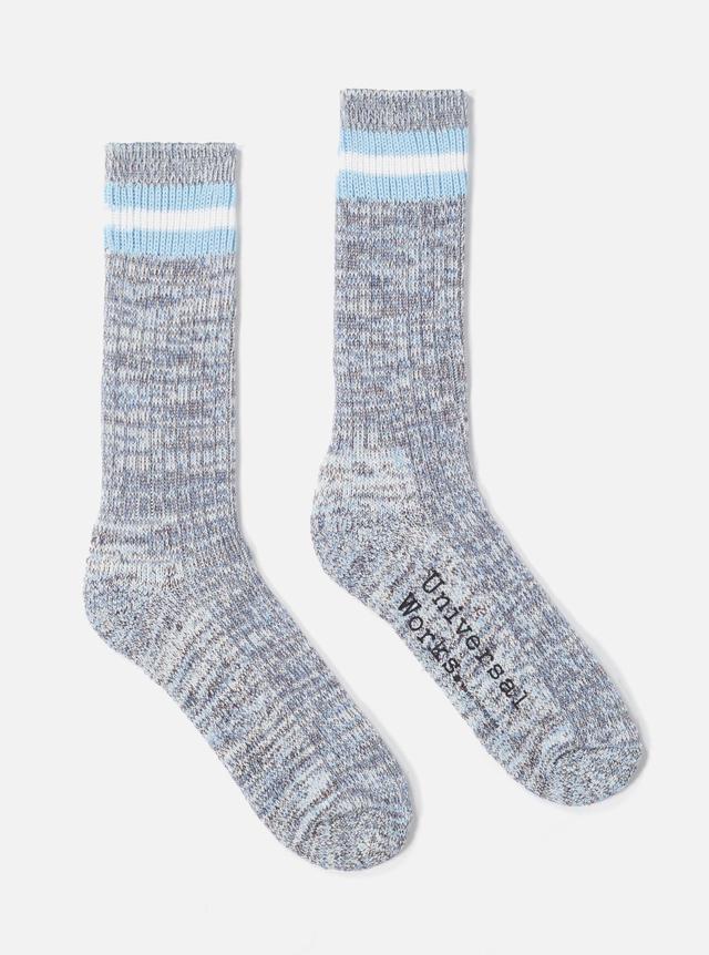 Universal Works Everyday Stripe Sock in Cornish Blue Cotton Product Image