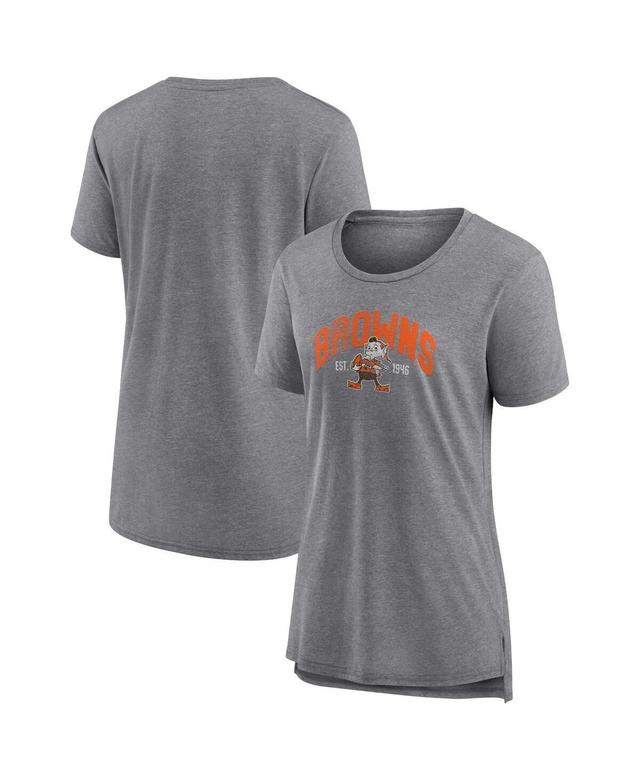 Womens Fanatics Heathered Gray Distressed Cleveland Browns Drop Back Modern T-shirt Product Image