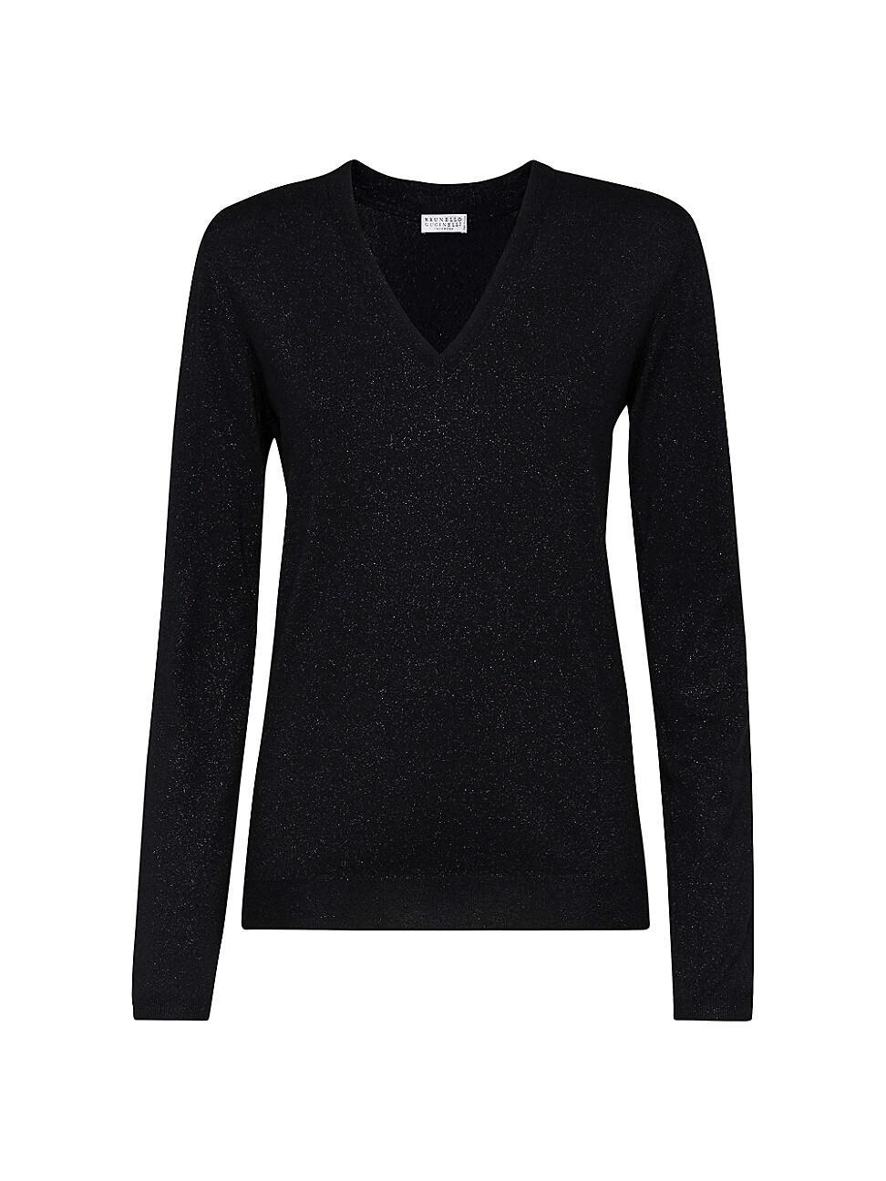 Womens Cashmere And Silk Sparkling Lightweight Sweater Product Image