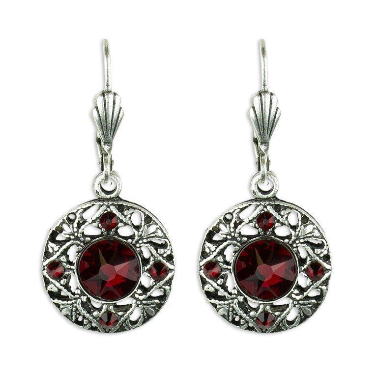 Round Filigree Silvertone Drop Earrings Product Image