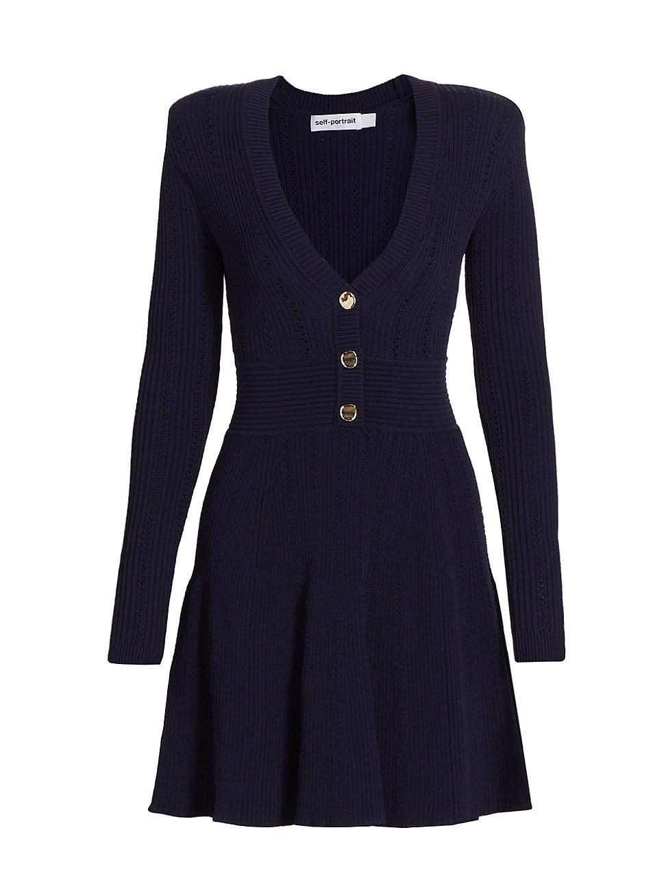 Womens Navy Pointelle-Knit Minidress Product Image