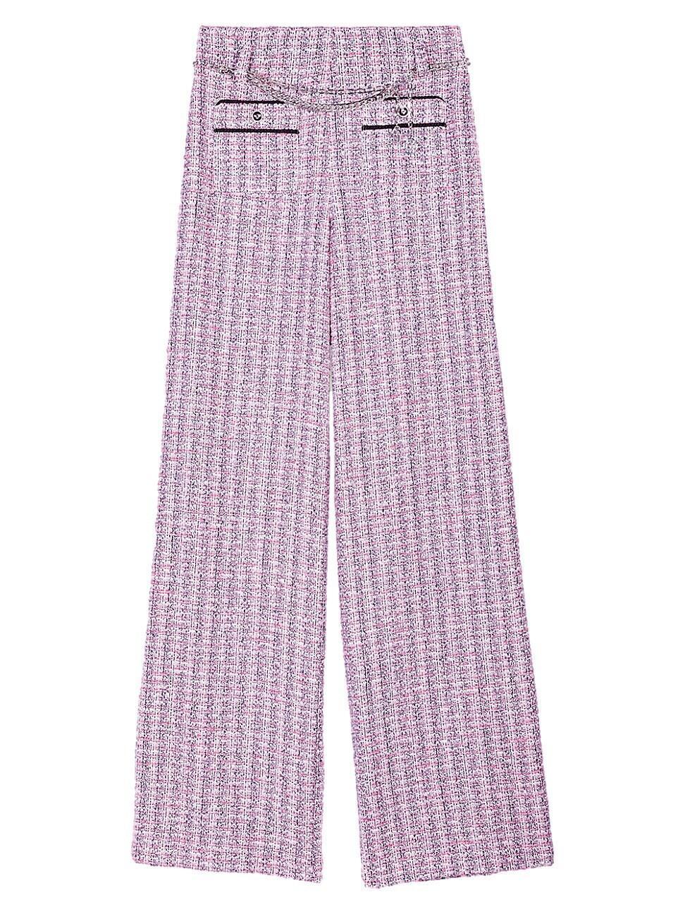 Womens Wide-Leg Tweed Trousers Product Image