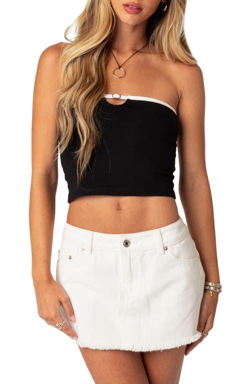 Womens Strapless Crop Top With Small Belt On Bust Product Image