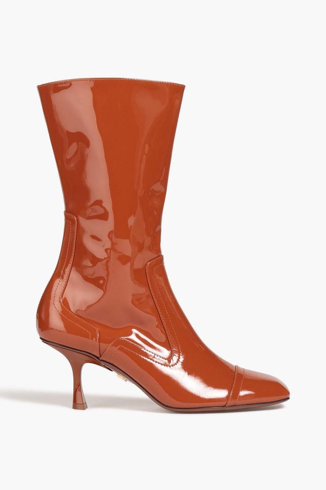 Patent-leather Ankle Boots In Tan Product Image