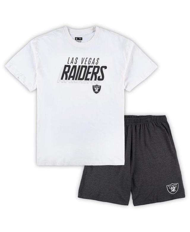 Mens Concepts Sport White Las Vegas Raiders Big and Tall T-shirt and Shorts Set - White Product Image