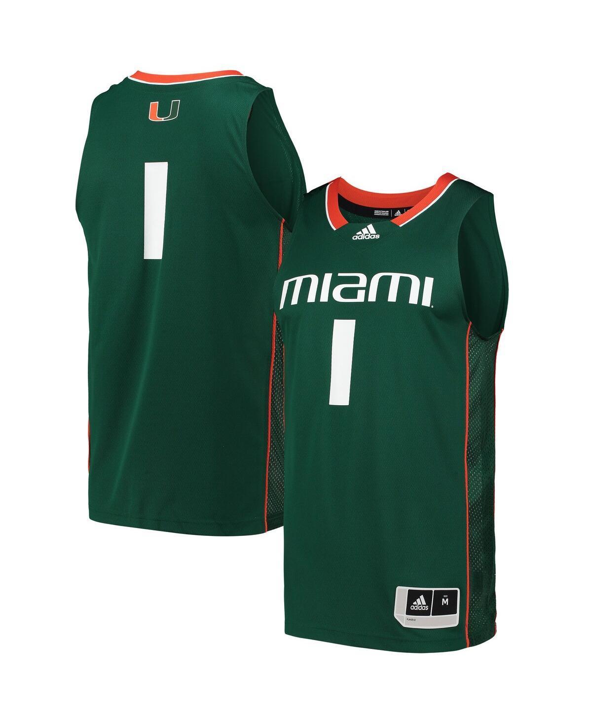 Mens adidas #1 Miami Hurricanes Swingman Basketball Jersey Product Image