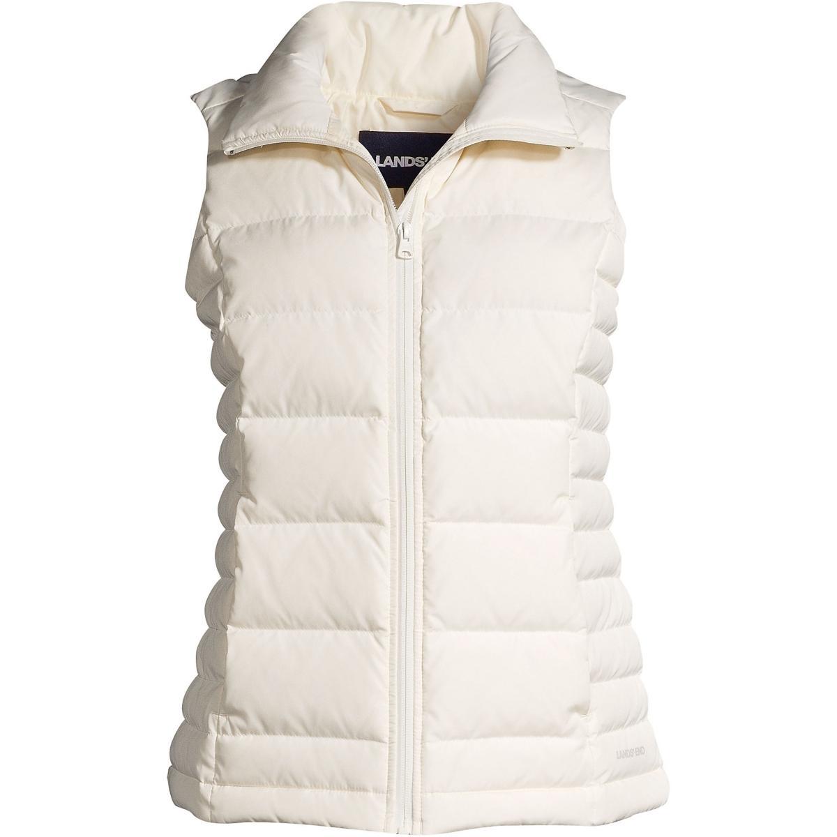 Womens Lands End Down Puffer Vest Pink Berry Product Image