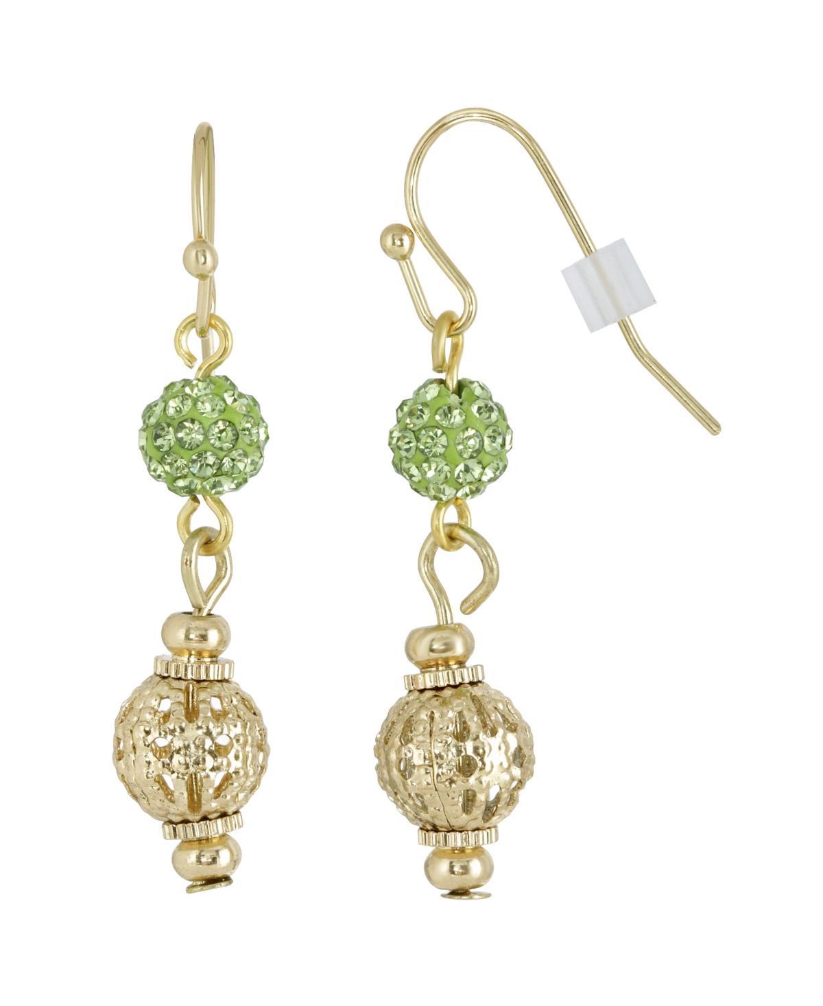 1928 Pink Fireball and Filigree Drop Earrings, Womens, Green Product Image