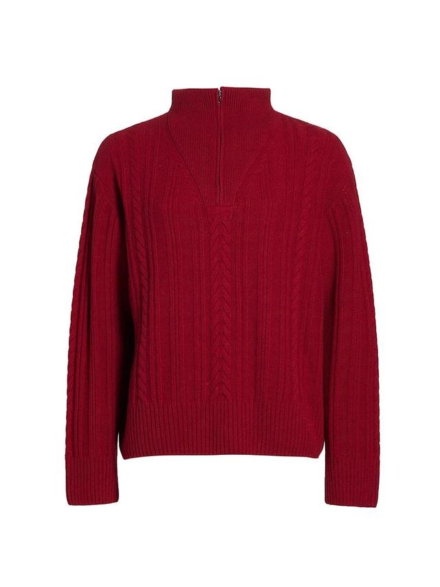 Womens Wool-Blend Cable-Knit Quarter-Zip Sweater Product Image