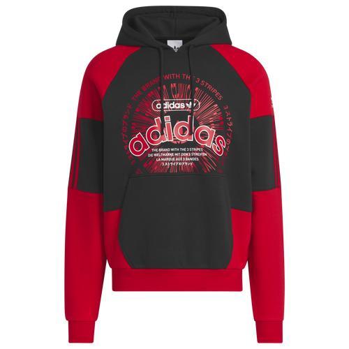 adidas Mens adidas Blocked Hoodie - Mens Black/Red Product Image