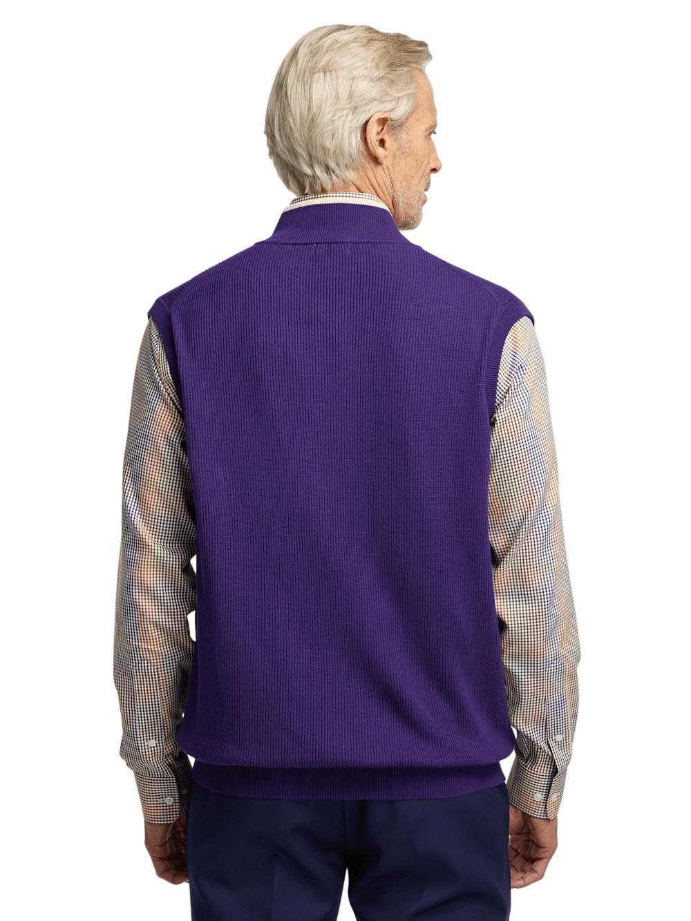 Cotton Full Zip Mock Neck Vest - Purple Product Image