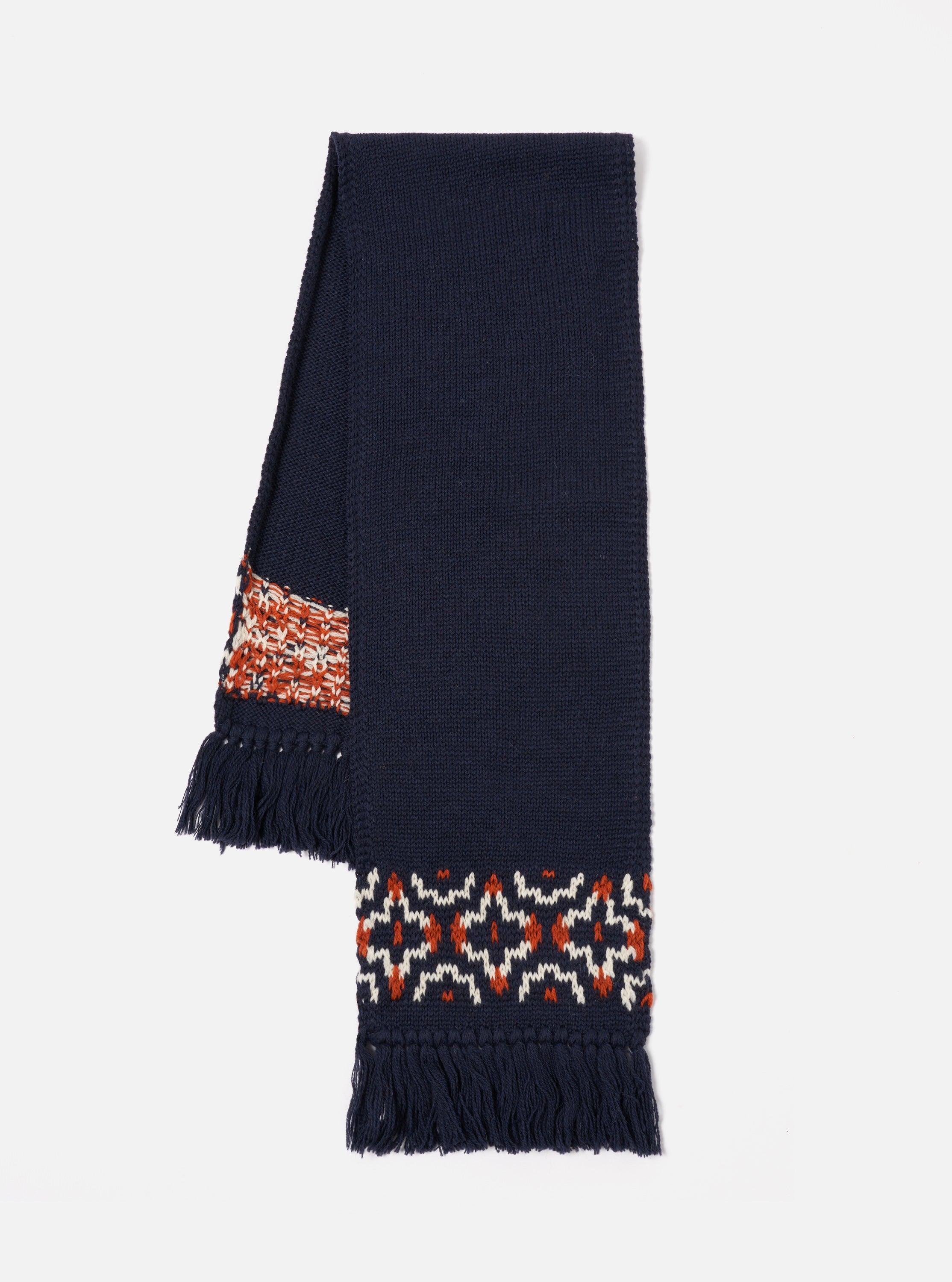 Universal Works Wool Scarf in Navy/Ecru British Wool Product Image