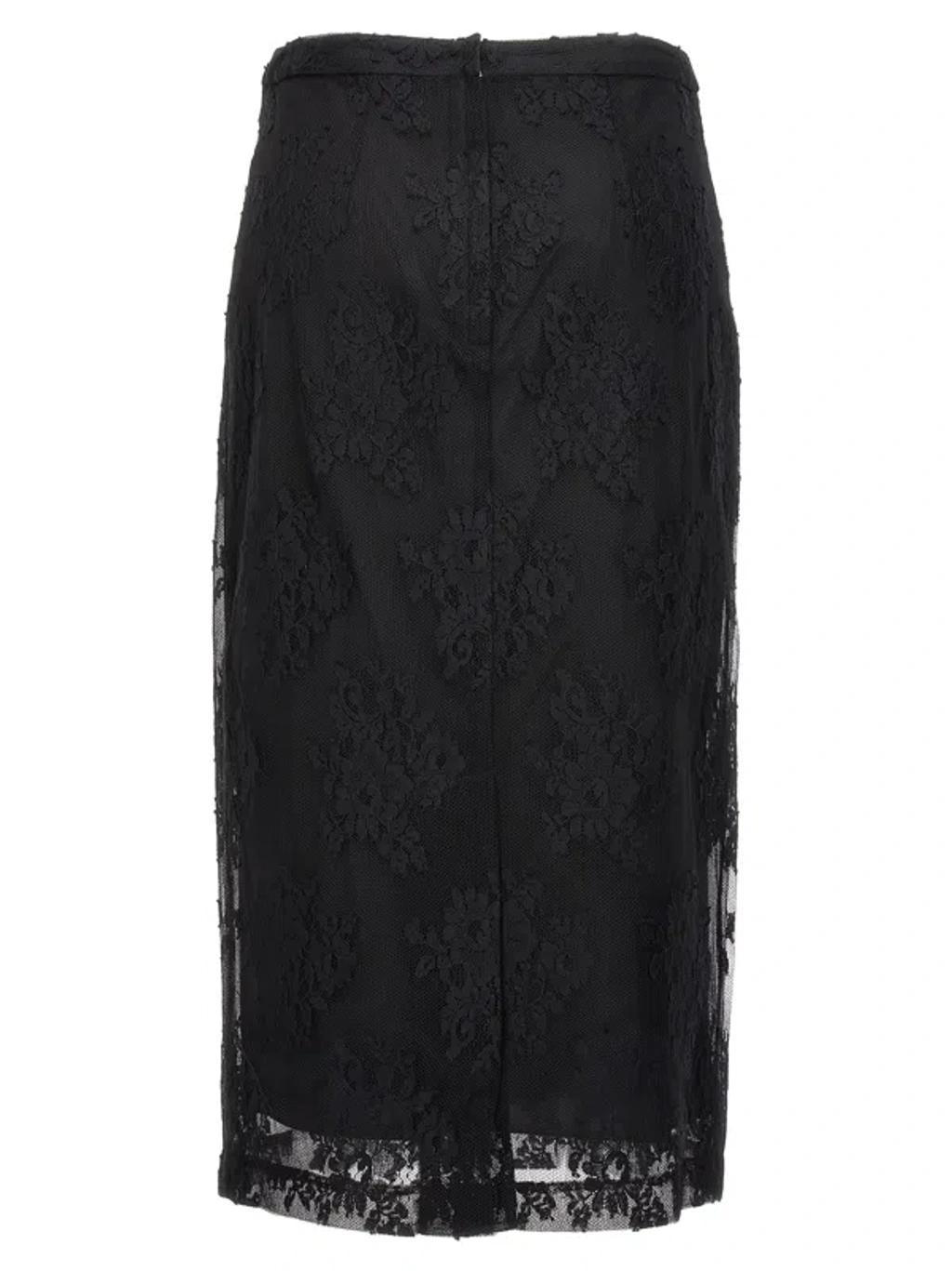 Lace Sheath Skirt Skirts Black Product Image