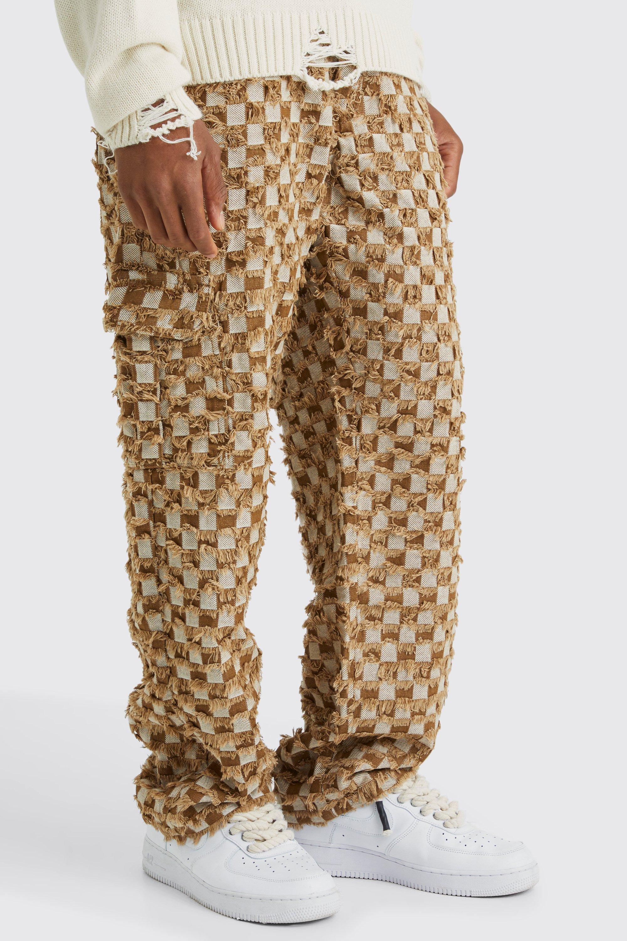 Fixed Waist Relaxed Checked Tapestry Pants | boohooMAN USA Product Image